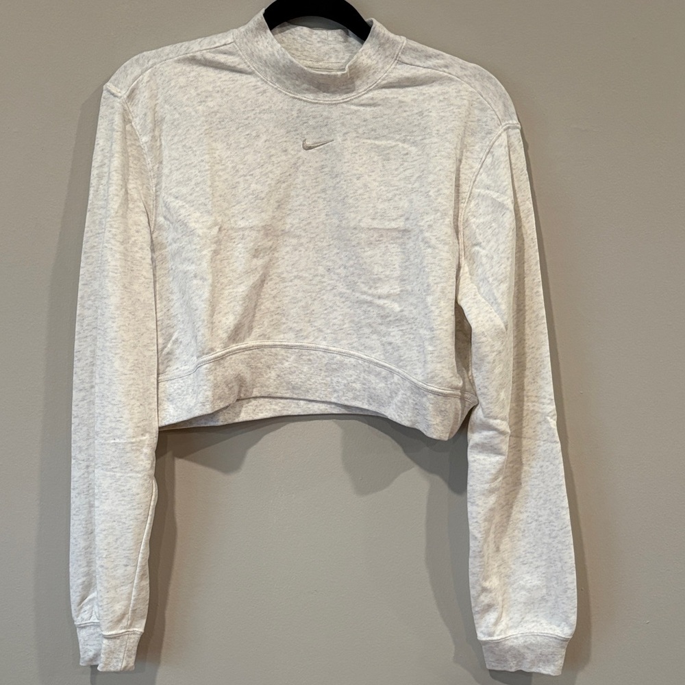 Nike Women's Light Gray Cropped Hoodie